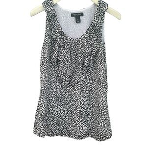 WHBM Black and White Polka-Dot Ruffle Sleeveless Top - Size Small
